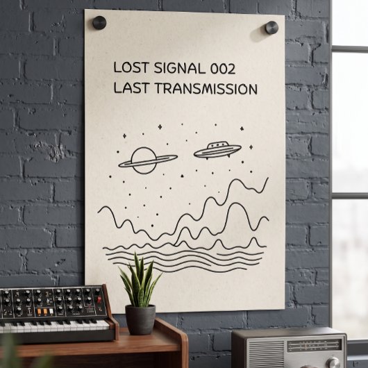 Poster Transmission d'espace perdu rétro-futuriste