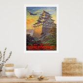 Poster Transport aérien japonais avec Temple (Cuisine)
