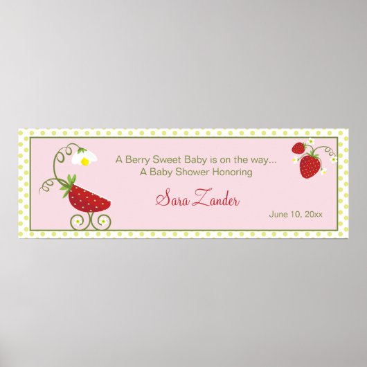 Poster Transport de bébé fraise | Bannière Baby shower (Devant)