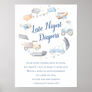 Poster Transport de voitures Baby shower de couche noctur