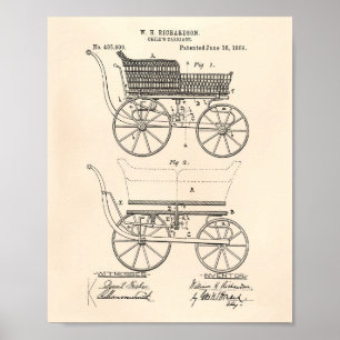 Poster Transport d'enfant 1889 Brevet Art Vieux Poivre