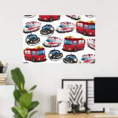 Poster Transport des services de police, d'ambulance et d (Bureau à domicile)