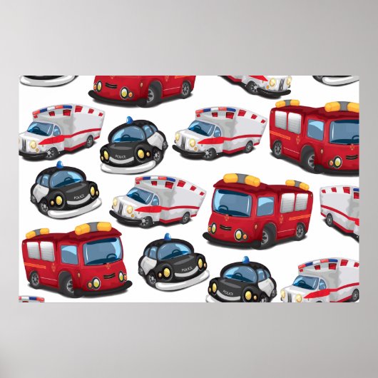 Poster Transport des services de police, d'ambulance et d (Devant)