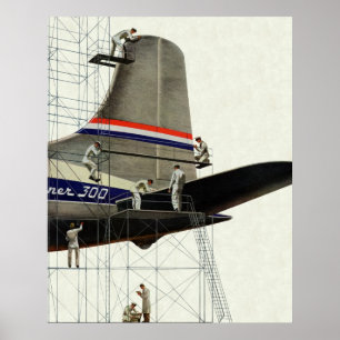 Poster Transport vintage, Maintenance des avions