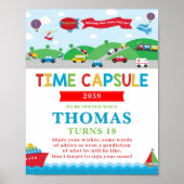 Poster Transportation 1st Birthday Activity Time Capsule (Devant)