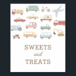 Poster Transportation Birthday Party Sweets and Treats<br><div class="desc">Invite birthday party guests dig in at the dessert table with this sign,  featuring cars,  trucks,  construction vehicles,  and more!</div>
