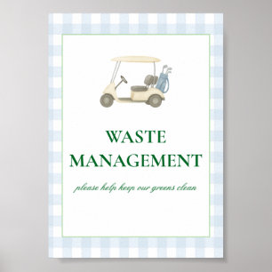 Poster Trash Can Sign Golf Thème