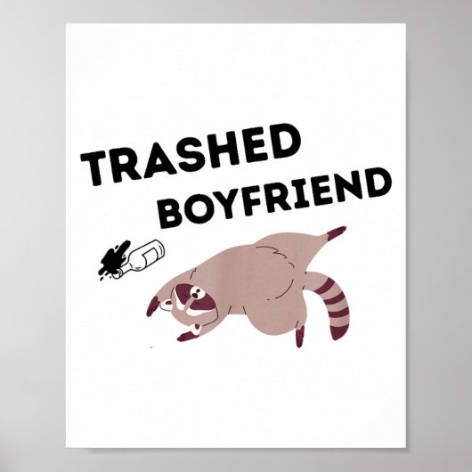 Poster Trashed Boyfriend, Funny Trashed Panda Couples Pre (Devant)