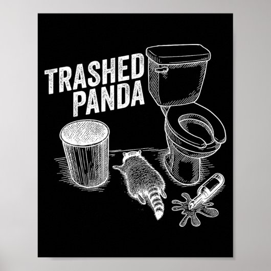 Poster Trashed Panda Funny Drunk Racoon (Devant)