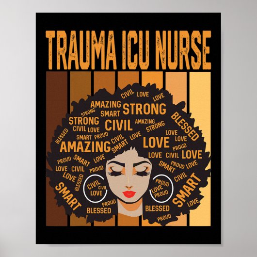 Poster Trauma Icu Nurse Powerful Black History Month Blac (Devant)