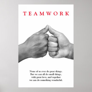 Poster Travail D'Équipe Motivation Mains Inspirantes