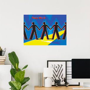 Poster Travail d'équipe Unité Personnes se tenant par la