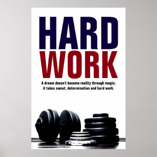 Poster Travail dur Bodybuilding Fitness Inspiration
