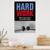 Poster Travail dur Bodybuilding Fitness Motivation (Cuisine)