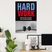 Poster Travail dur Bodybuilding Fitness Motivation (Bureau à domicile)