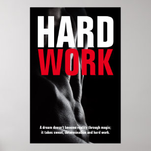 Poster Travail dur Bodybuilding Fitness Motivation