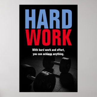 Poster Travail dur Bodybuilding Fitness Motivation