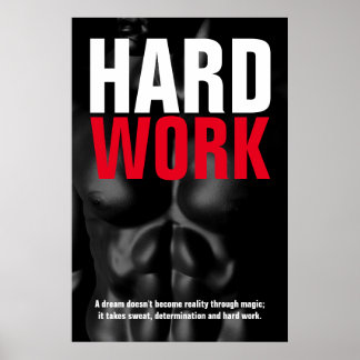 Poster Travail dur Bodybuilding Fitness Motivation
