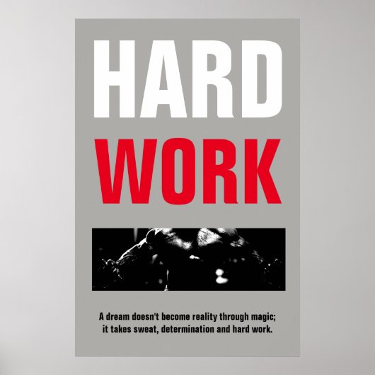 Poster Travail dur Bodybuilding Fitness Motivation (Devant)
