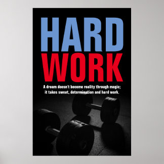 Poster Travail dur Bodybuilding Fitness Motivation