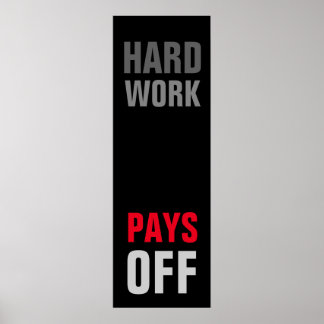Poster Travail dur motivateur - Réussite Black Red Grey