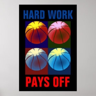 Poster Travail dur Paie Du Basket-Ball Motivation Pop Art