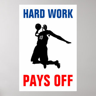 Poster Travail dur Paie Du Basket-ball Sport Pop Art