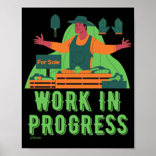 Poster TRAVAIL EN PROGRESSION Marché des fermiers amusant