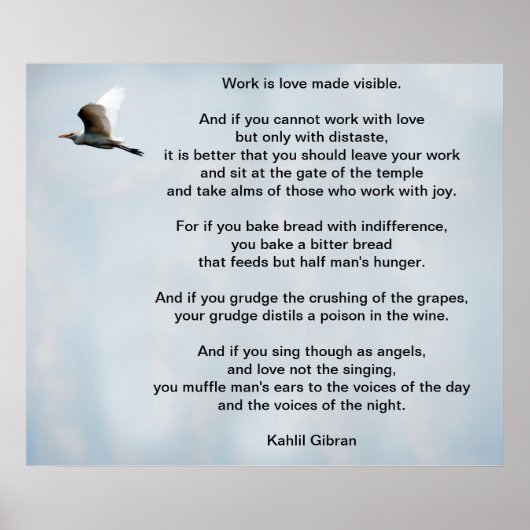 Poster Travail par Kahlil Gibran (Devant)