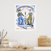 Poster Travail Pays Amérique 1939 WPA (Cuisine)