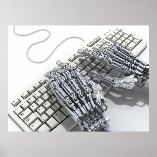 Poster Travail robotique sur l'ordinateur (Devant)