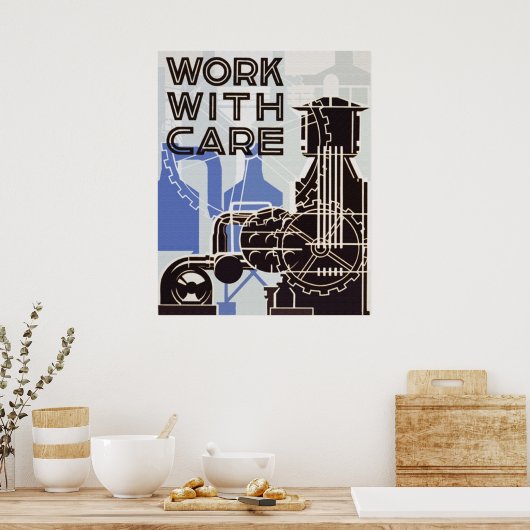 Poster Travailler avec soin (Cuisine)