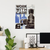 Poster Travailler avec soin (Bureau à domicile)