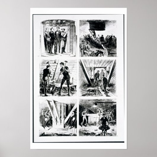 Poster Travailler dans les caissons, construire Brooklyn (Devant)