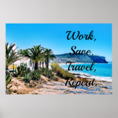 Poster Travailler, Enregistrer, Voyager, Répéter. (Devant)