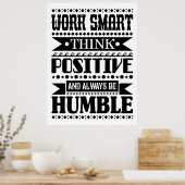 Poster Travailler Intelligent Penser Positif Et Toujours  (Cuisine)