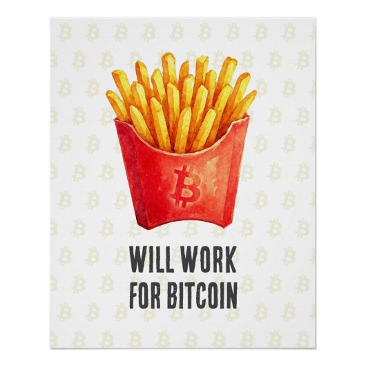 Poster Travaillera pour Bitcoin (Devant)