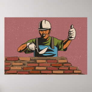 Poster Travailleur de maçonnerie