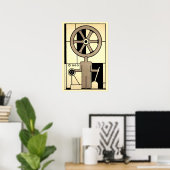 Poster Travailleur de roue et de machine d'affaires Art D (Bureau à domicile)