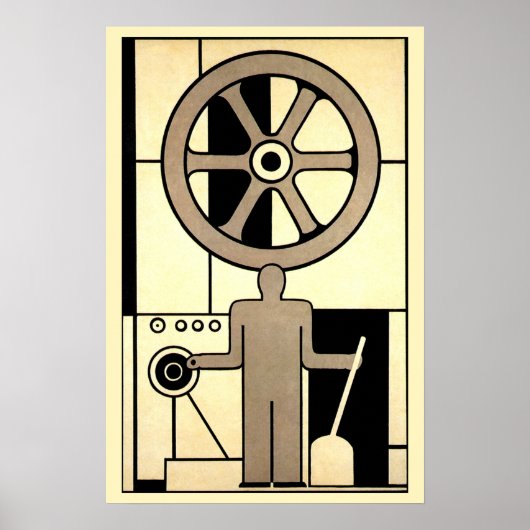 Poster Travailleur de roue et de machine d'affaires Art D (Devant)