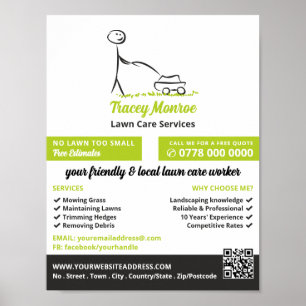 Poster Travailleur de soins de pelouse, Services de soins