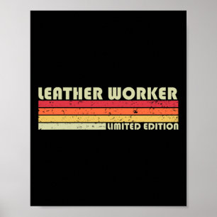 Poster Travailleur en cuir Funny Titre du travail Profess