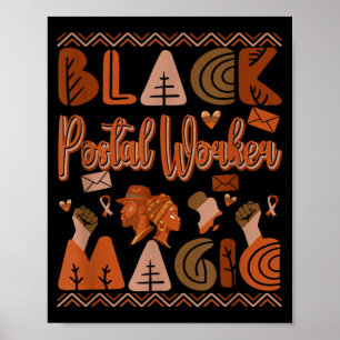 Poster Travailleur postal en costume noir fier afro histo