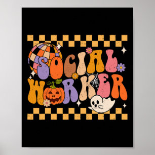 Poster Travailleur social amusant École d'Halloween Trava