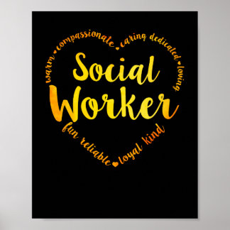 Poster Travailleur social Coeur chaleureux Soins compatis