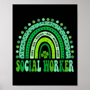 Poster Travailleur social St Patricks Day Arc-en-ciel mig
