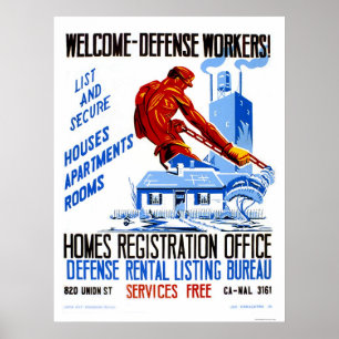 Poster Travailleurs bienvenus de la défense WPA 1941