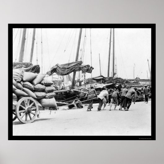 Poster Travailleurs des docks à Hong Kong 1908 (Devant)