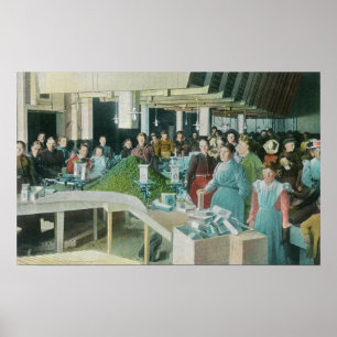 Poster Travailleurs emballant les raisins secs semés au