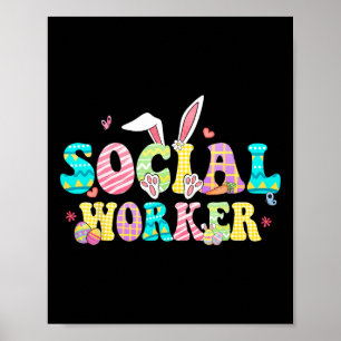 Poster Travailleuse sociale scolaire Lapin de Pâques oeuf